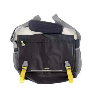 Lands End Kids Messenger bag tote black gray yellow Adjustable Shoulder Strap